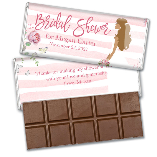 Personalized Bridal Shower Striped Floral Chocolate Bar