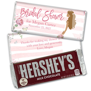 Personalized Bridal Shower Striped Floral Chocolate Bar