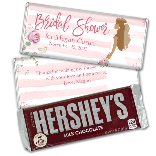 Personalized Bridal Shower Striped Floral Chocolate Bar