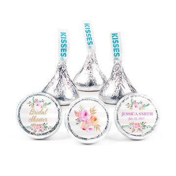 Personalized Bridal Shower Pink Floral Hershey's Kisses