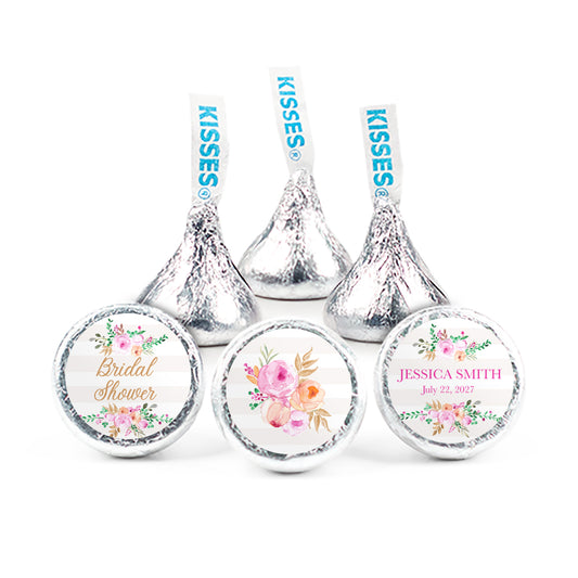 Personalized Bridal Shower Pink Floral Hershey's Kisses