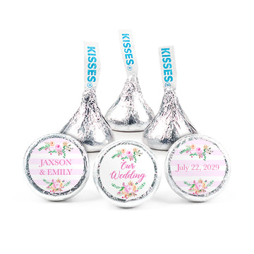 Personalized Wedding Pink Floral Hershey's Kisses