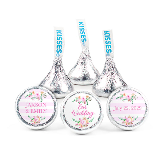 Personalized Wedding Pink Floral Hershey's Kisses