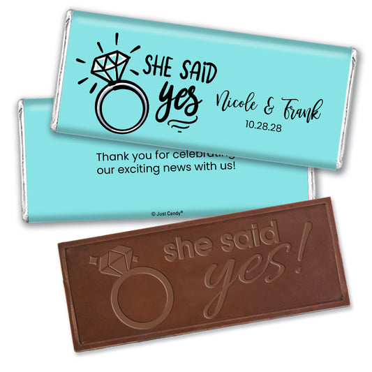 Engagement Party Personalized Embossed Chocolate Bar Diamond Ring