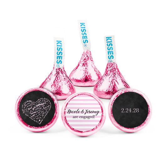 Personalized Engagement Pink Heart Hershey's Kisses