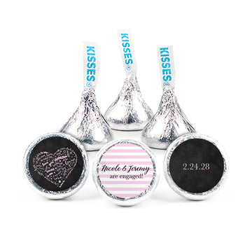 Personalized Engagement Pink Heart 3/4" Round Stickers