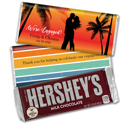 Engagement Party Personalized Standard Chocolate Bar & Wrappers - Sunset Beach
