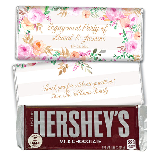 Personalized Engagment Floral Frame Hershey's Chocolate Bar and Wrapper