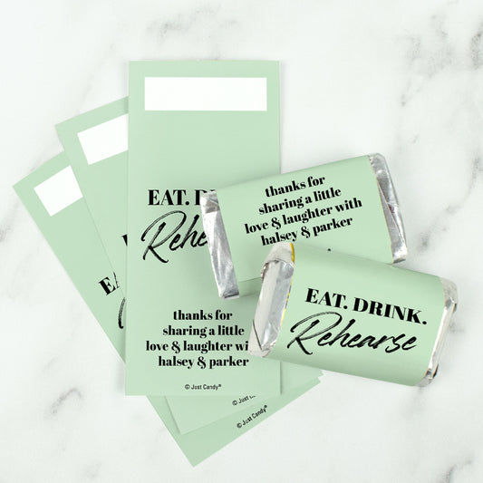 Wedding Rehearsal Dinner Personalized Hershey's Miniature Wrappers - Eat. Drink. Rehearse