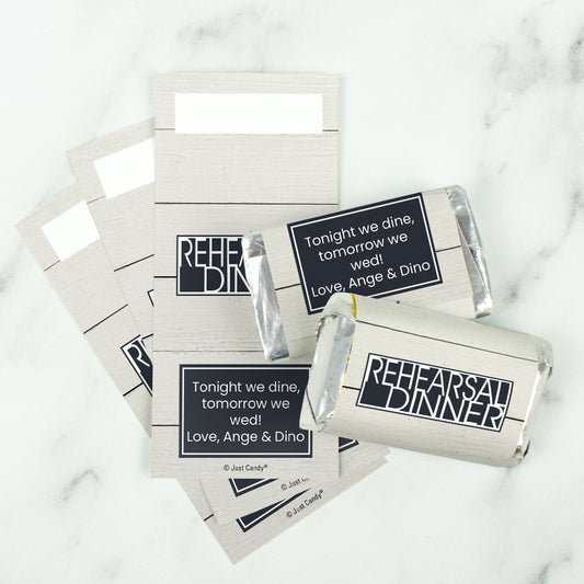 Wedding Rehearsal Dinner Personalized Hershey's Miniature Wrappers - Rustic