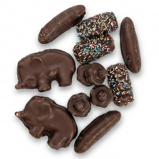 Chocolate Swedish Candy Mix 12oz Bag - Chokladsvamp, Banan Liten & Elefant