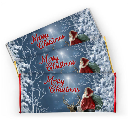 Personalized Christmas Starry Night Santa Chocolate Bar & Wrapper