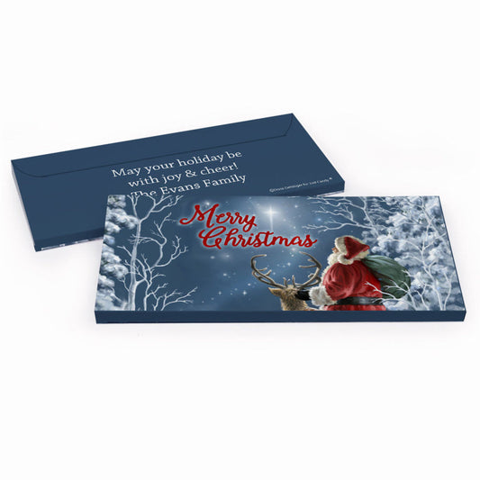 Deluxe Personalized Christmas Silent Night Santa Candy Bar Favor Box