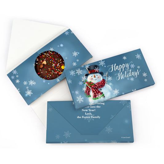 Personalized Christmas Joyful Jolly Snowman Gourmet Infused Belgian Chocolate Bars (3.5oz)