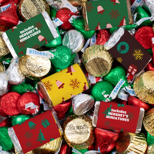Holiday Christmas Hershey's Chocolate Candy Mix - Kisses, Reese's, and Hershey's Miniatures