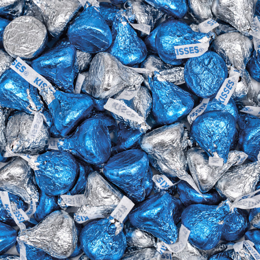 Light Blue & Silver Hershey's Kisses Foil Wrapped Bulk Chocolate Candy