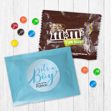 Personalized It's a Boy! Baby Boy Announcement Candy Favor Bag - M&Ms or Skittles