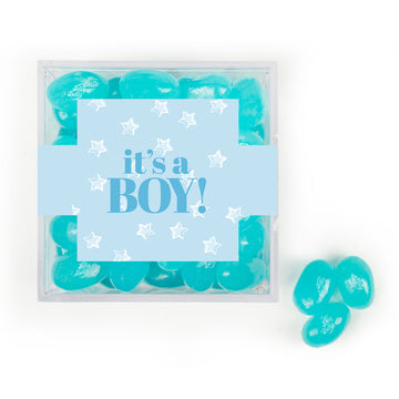 Personalized It's A Boy! JUST CANDY favor cube with Jelly Belly Jelly Beans