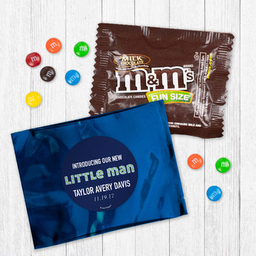 Personalized Little Man Baby Boy Announcement Candy Favor Bag - M&Ms or Skittles