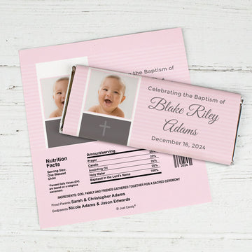 Baptism Personalized Chocolate Bar Wrappers Photo & Cross
