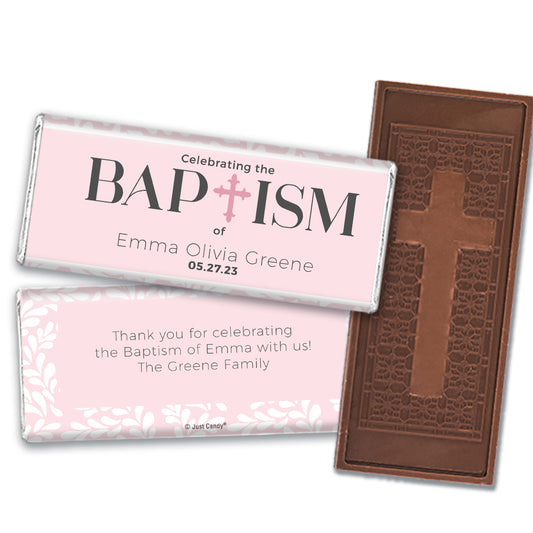 Baptism Personalized Belgian Embossed Cross Chocolate Bar