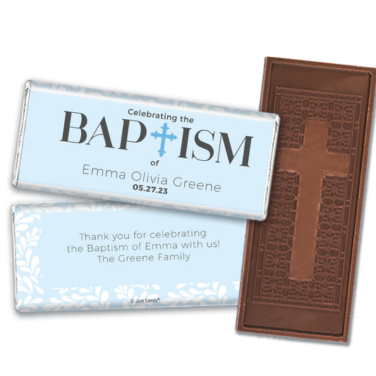 Baptism Personalized Belgian Embossed Cross Chocolate Bar
