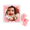 Personalized Baptism Photo and Stripes Favor Cube with Sanded Gummy Bears