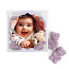 Personalized Baptism Photo and Stripes Favor Cube with Sanded Gummy Bears