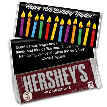 Birthday Personalized Hershey's Milk Chocolate Bar Lit Candles