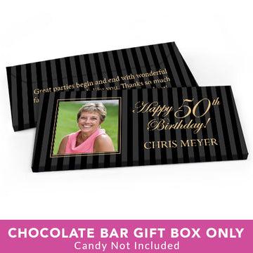Deluxe Personalized Birthday Formal Pinstripes Candy Bar Favor Box