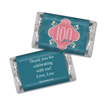 100th Birthday Personalized Hershey's Miniatures Wrappers Baroque Flowers