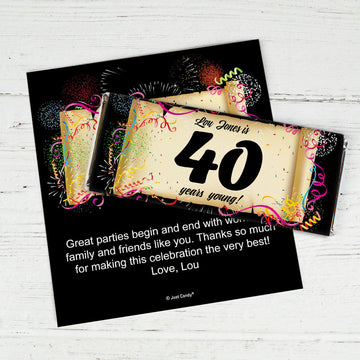 Milestones Personalized Chocolate Bar 40th Birthday Wrappers Commemorate