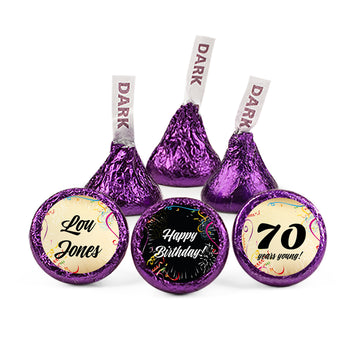 Personalized 70th Milestone Birthday Scroll Confetti Hershey's Kisses