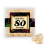 Personalized Milestones 80th Birthday Confetti Scroll JUST CANDY® favor cube with Jelly Belly Jelly Beans