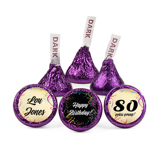 Personalized 80th Milestone Birthday Scroll Confetti Hershey's Kisses