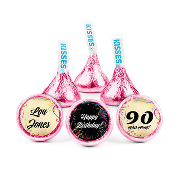 Personalized 90th Milestone Birthday Scroll Confetti Hershey's Kisses
