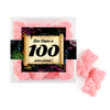 Personalized Milestones 100th Birthday Confetti Scroll JUST CANDY® favor cube with Sugar Sanded Gummy Bears