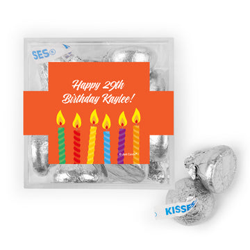 Personalized Birthday Candles JUST CANDY favor cube with Hershey's Kisses