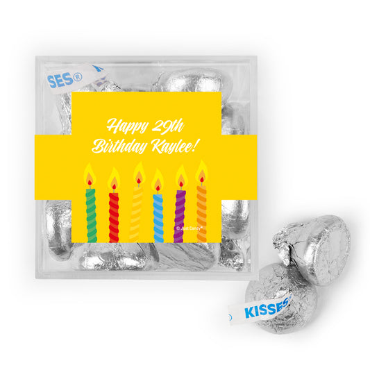 Personalized Birthday Candles JUST CANDY favor cube with Hershey's Kisses