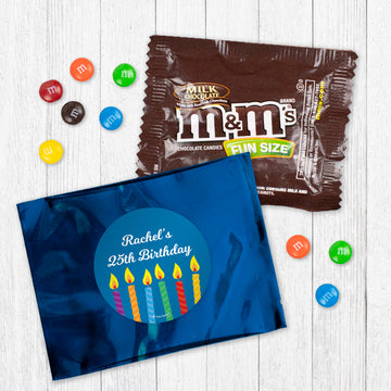 Personalized Birthday Candles Candy Favor Bag - M&Ms or Skittles