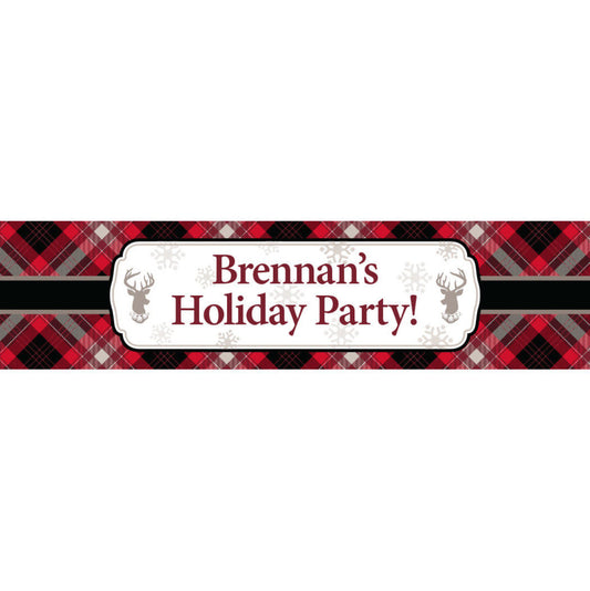 Personalized Buffalo Plaid Party 5 Ft. Banner