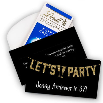 Deluxe Personalized Birthday Let's Party Lindt Chocolate Bar in Gift Box (3.5oz)
