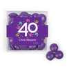 Personalized Milestone 40th Birthday Confetti JUST CANDY favor cube with Just Candy Milk Chocolate Minis