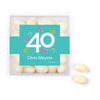 Personalized Milestones 40th Birthday Confetti JUST CANDY favor cube with Jelly Belly Jelly Beans