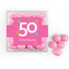 Personalized Milestone 50th Birthday Confetti JUST CANDY favor cube with Just Candy Milk Chocolate Minis