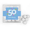 Personalized Milestone 50th Birthday Confetti JUST CANDY favor cube with Just Candy Milk Chocolate Minis