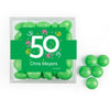 Personalized Milestone 50th Birthday Confetti JUST CANDY favor cube with Just Candy Milk Chocolate Minis