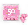 Personalized Milestone 50th Birthday Confetti JUST CANDY favor cube with Just Candy Milk Chocolate Minis