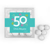 Personalized Milestone 50th Birthday Confetti JUST CANDY favor cube with Just Candy Milk Chocolate Minis