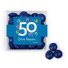 Personalized Milestone 50th Birthday Confetti JUST CANDY favor cube with Just Candy Milk Chocolate Minis